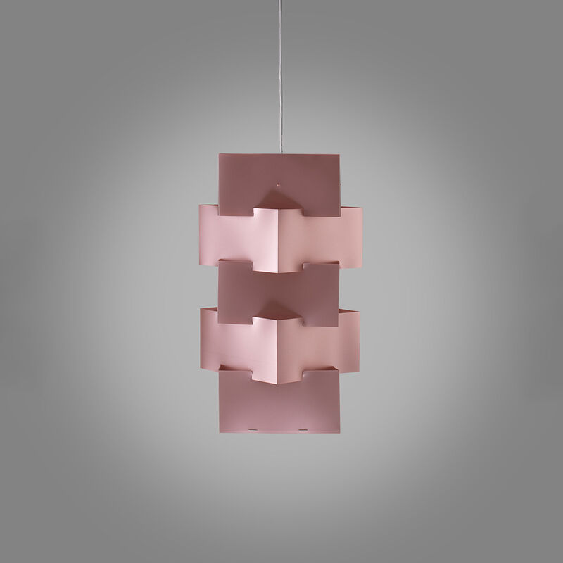 Image of Sospensione Moderna 1 Luce Building In Polilux Rosa Metallico D60 Made In Italy - Rosa