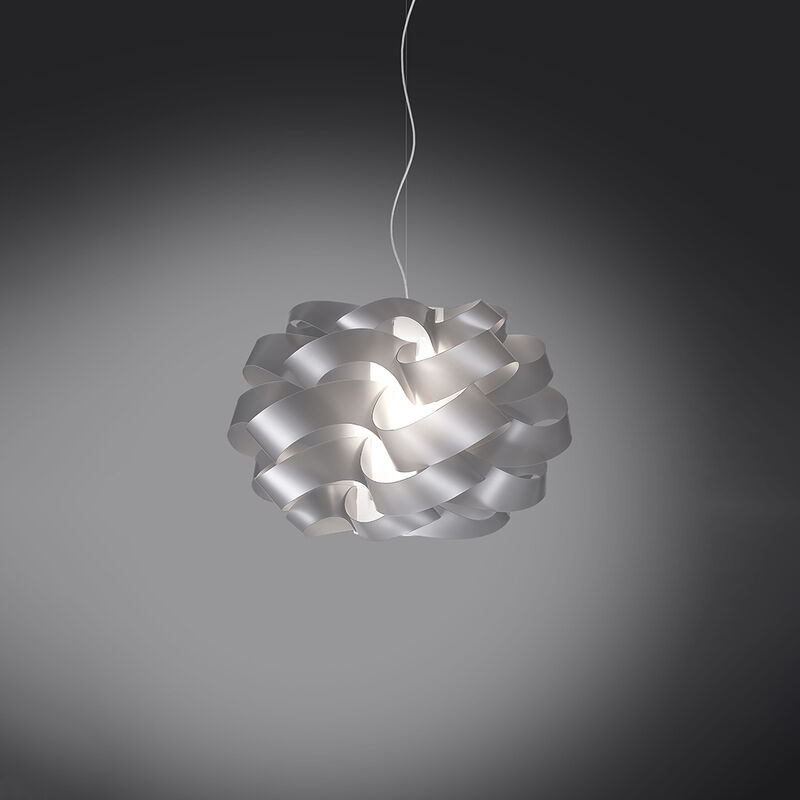 Image of Linea Zero - Sospensione Moderna 1 Luce Cloud D50 In Polilux Silver Made In Italy - Argento