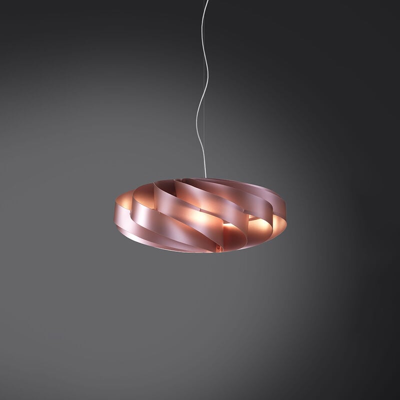 Image of Sospensione Moderna 1 Luce Flat In Polilux Rosa Metallico D30 Made In Italy - Rosa