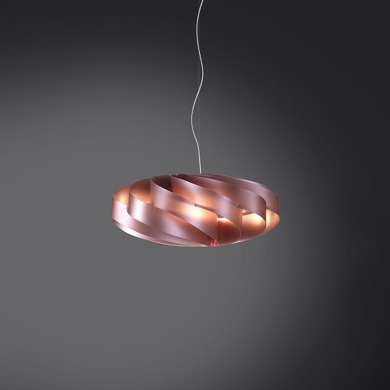 Image of Sospensione Moderna 1 Luce Flat In Polilux Rosa Metallico D40 Made In Italy - Rosa