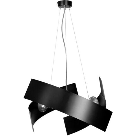 Sospensione Moderna 1 Luce Izanagi In Fasce Di Acciaio Nero