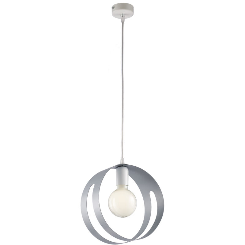 Image of Sospensione Moderna 1 Luce Peter In Ferro Bianco Grigio Taglio Laser
