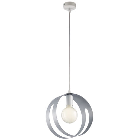 Sospensione Moderna 1 Luce Peter In Ferro Bianco Grigio Taglio Laser