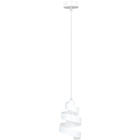 Sospensione Moderna 1 Luce Saga In Acciaio Bianco Con Fasce A Spirale