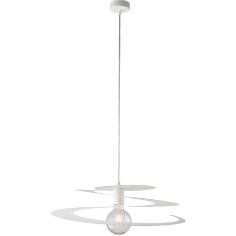 Sospensione Moderna 1 Luce Spring Ferro Laccato Bianco Taglio Laser