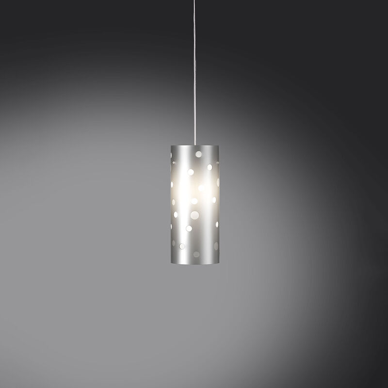 Image of Linea Zero - Sospensione Moderna a 1 Luce Pois In Polilux Bicolor Silver Made In Italy - Argento