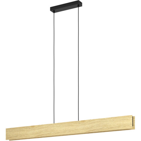 Sospensione Moderna Anchorena-Z Metallo Nero Legno 1 Luce Led 35W 3980Lm