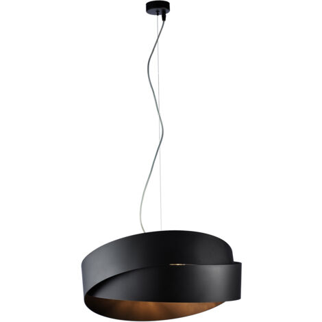 Sospensione Moderna Astro 2 Luci Ferro Laccato Nero Con Oro