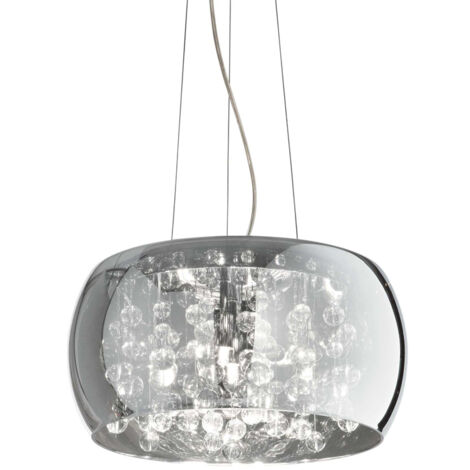 Sospensione Moderna Audi-80 Metallo Fumè 5 Luci G9 3W 3000K Luce Calda