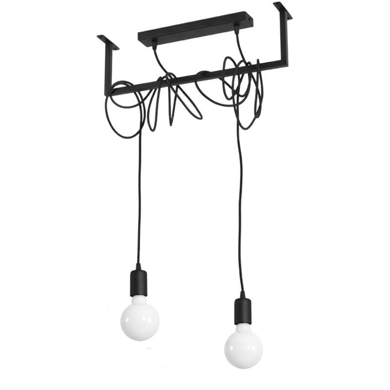 

Sospensione Moderna Barra Dritta 2 Luci Nero E27 Colgante moderno de barra recta 2 luces Negro E27