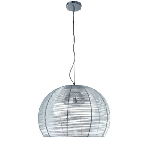 Sospensione Moderna Basket Alluminio E Metallo Grigio 3 Luci E27 40Cm