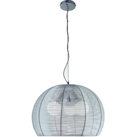 Sospensione Moderna Basket Alluminio E Metallo Grigio 3 Luci E27 50Cm