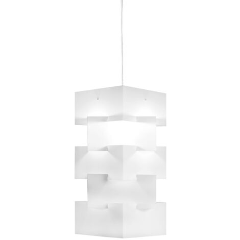 Sospensione Moderna Building Polilux ® Bianco E Metallo Cromo 1 Luce E27 H60Cm