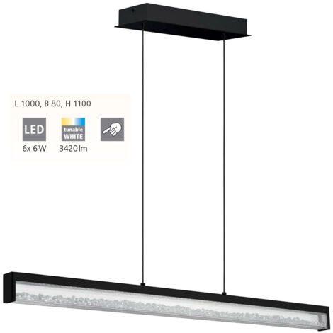 Sospensione Moderna Cardito 1 Alluminio Nero 6 Luci Led 6W 3420Lm