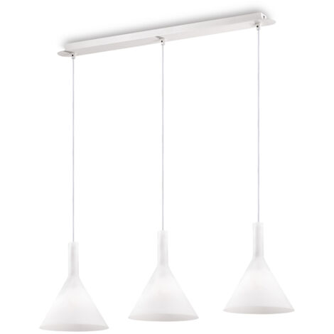 Sospensione Moderna Cocktail Vetro Bianco 3 Luci E14