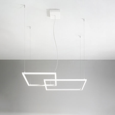 Sospensione Moderna Cross Alluminio Bianco Opaco Led 64W Dimmerabile Ip20