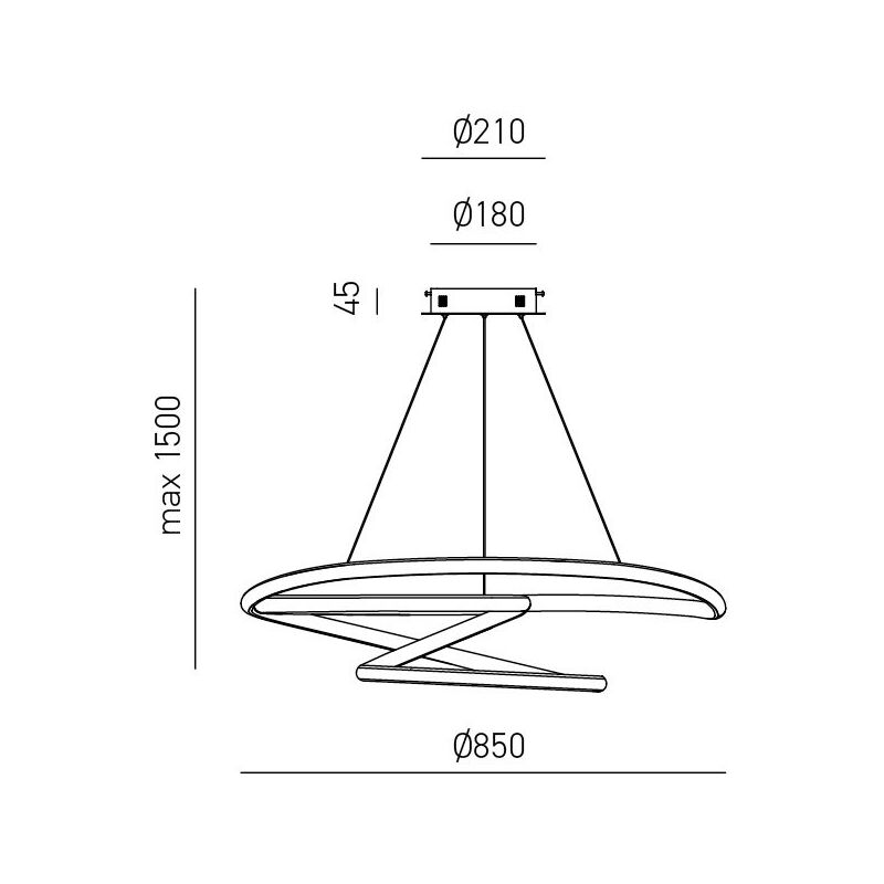 Sospensione Moderna Diva Alluminio Oro Spazzolato