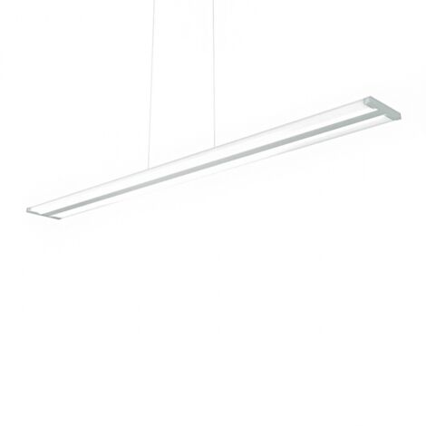 Sospensione Moderna Double Track Metallo Bianco E Diffusore Acrilico Led 40W