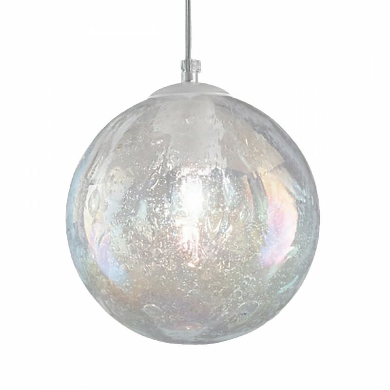 Image of Due P Illuminazione - Sospensione moderna due p moon 2708 sm e27 led vetro iridato lampadario sfera