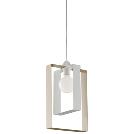 Sospensione Moderna Duplo 1 Luce Ferro Laccato Bianco E Tortora