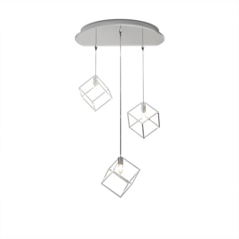 Sospensione Moderna Frame Metallo Cromo 3 Luci G9