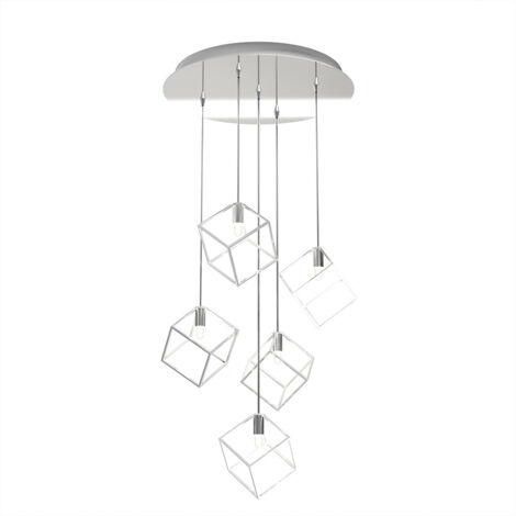 Sospensione Moderna Frame Metallo Cromo 5 Luci G9