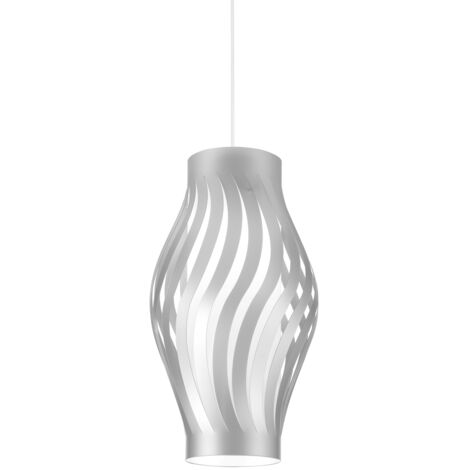 Sospensione Moderna Helios Polilux ® Argento 1 Luce E27 H32Cm