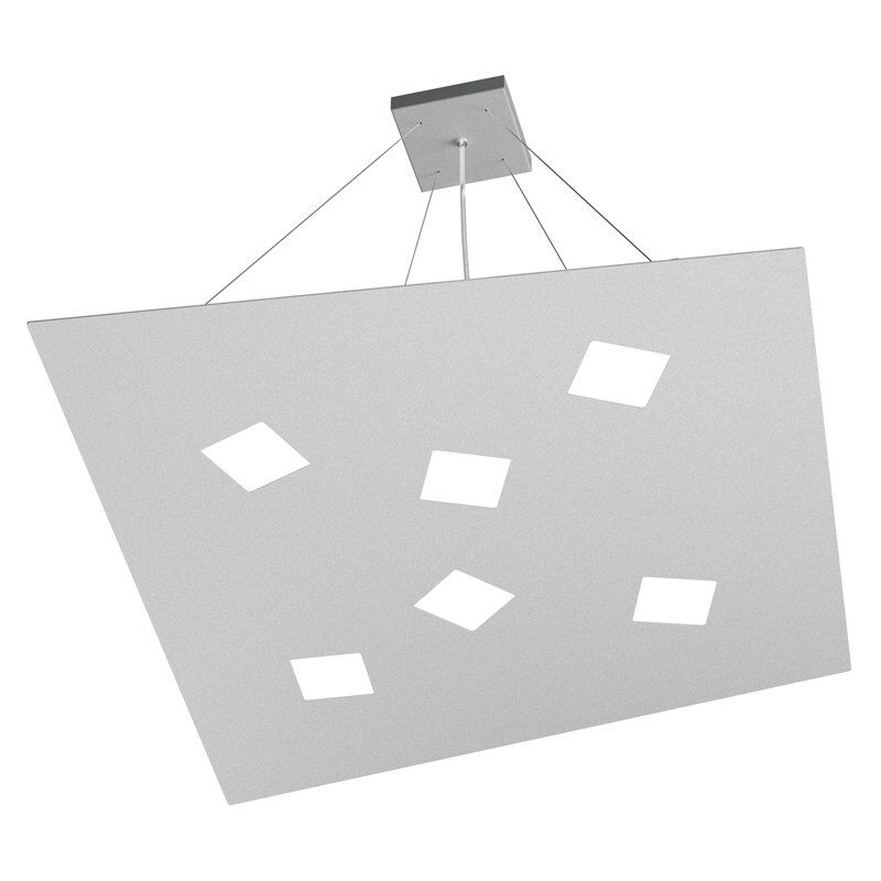 Sospensione Moderna Note Metallo Grigio 6 Luci