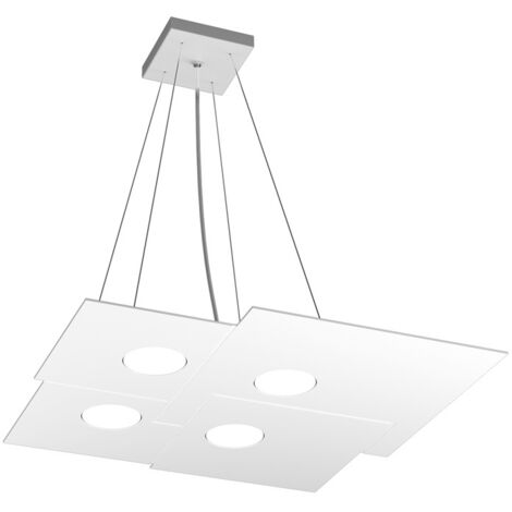 Sospensione Moderna Plate Metallo Bianco 4 Luci Gx53