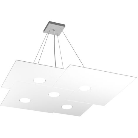 Sospensione Moderna Plate Metallo Bianco 5 Luci Gx53