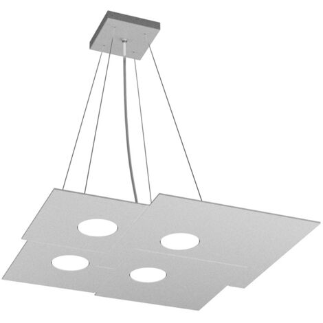 Sospensione Moderna Plate Metallo Grigio 4 Luci Gx53