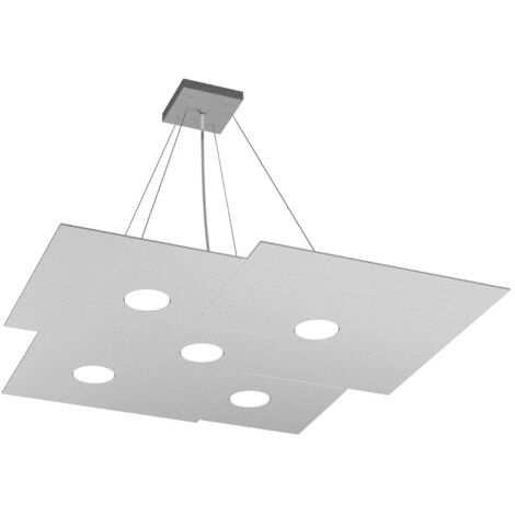 Sospensione Moderna Plate Metallo Grigio 5 Luci Gx53