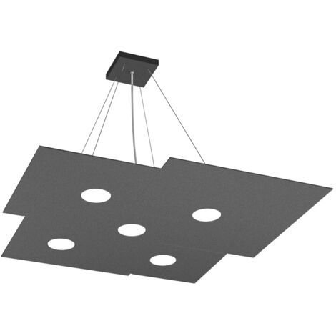 Sospensione Moderna Plate Metallo Grigio Antracite 5 Luci Gx53