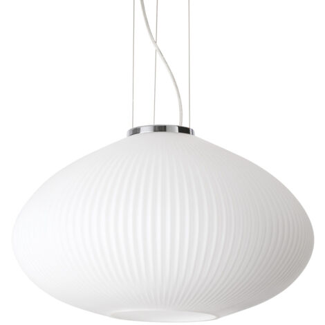 Sospensione Moderna Plisse' Metallo Cromo 1 Luce E27 D45Cm