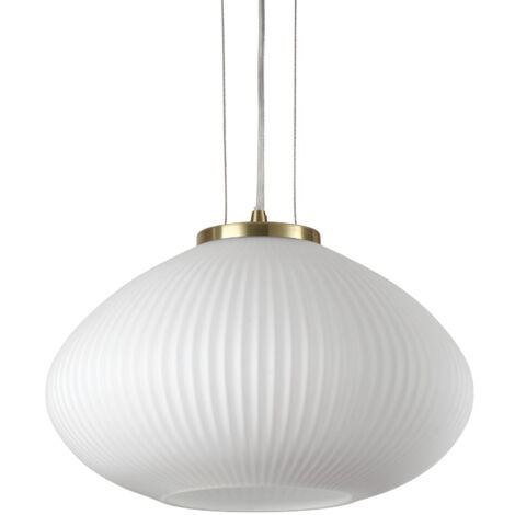 Sospensione Moderna Plisse' Metallo Ottone 1 Luce E27 D35Cm