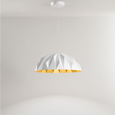 Sospensione Moderna Prisma Acrilico Bianco Oro Led 20W 3000K Ip20