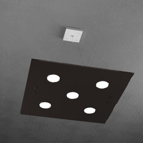 Sospensione Moderna Quadrata Path Vetro Marrone 5 Luci Gx53