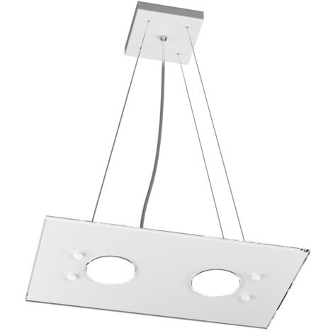 Sospensione Moderna Rettangolare Path Vetro Bianco 2 Luci Gx53