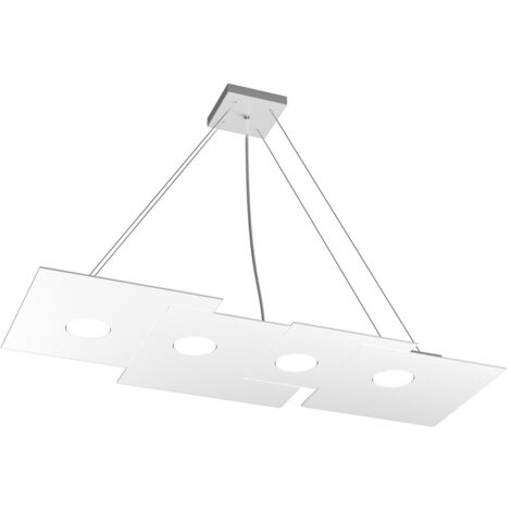 Sospensione Moderna Rettangolare Plate Metallo Bianco 4 Luci Gx53