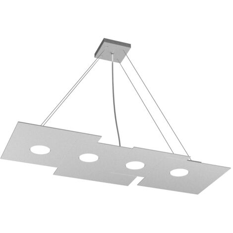 Sospensione Moderna Rettangolare Plate Metallo Grigio 4 Luci Gx53