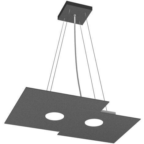 Sospensione Moderna Rettangolare Plate Metallo Grigio Antracite 2 Luci Gx53