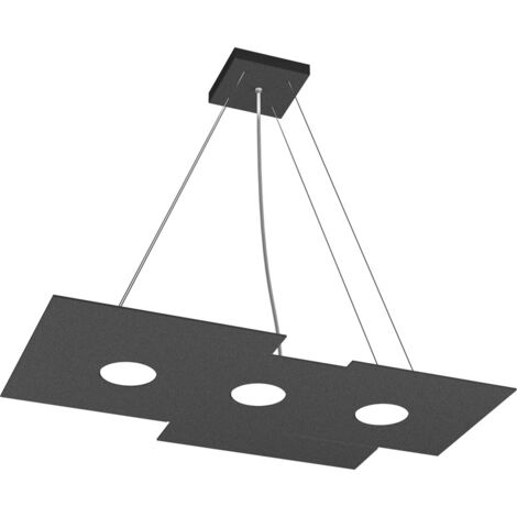 Sospensione Moderna Rettangolare Plate Metallo Grigio Antracite 3 Luci Gx53