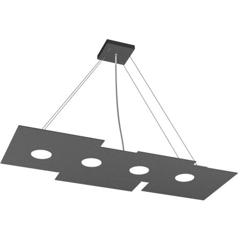 Sospensione Moderna Rettangolare Plate Metallo Grigio Antracite 4 Luci Gx53
