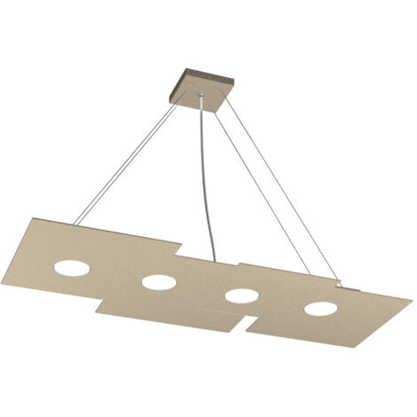 Sospensione Moderna Rettangolare Plate Metallo Sabbia 4 Luci Gx53