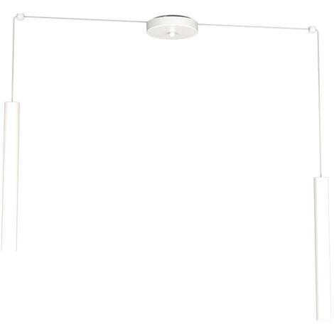 Sospensione Moderna Round Tube Metallo Bianco 2 Luci Gu10