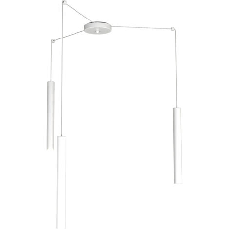 Sospensione Moderna Round Tube Metallo Bianco 3 Luci Gu10