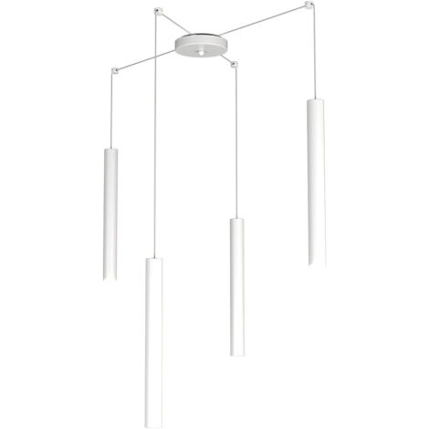 Sospensione Moderna Round Tube Metallo Bianco 4 Luci Gu10