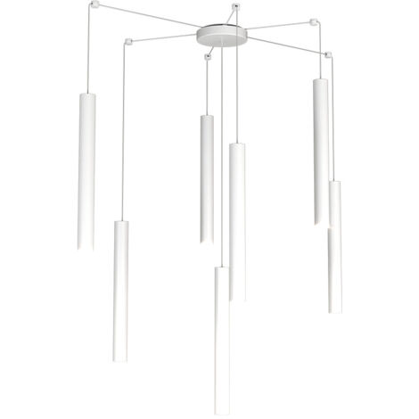 Sospensione Moderna Round Tube Metallo Bianco 7 Luci Gu10