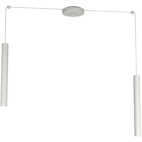 Sospensione Moderna Round Tube Metallo Grigio 2 Luci Gu10