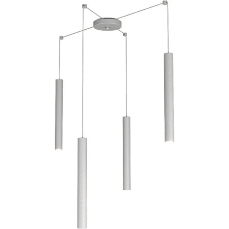 Sospensione Moderna Round Tube Metallo Grigio 4 Luci Gu10